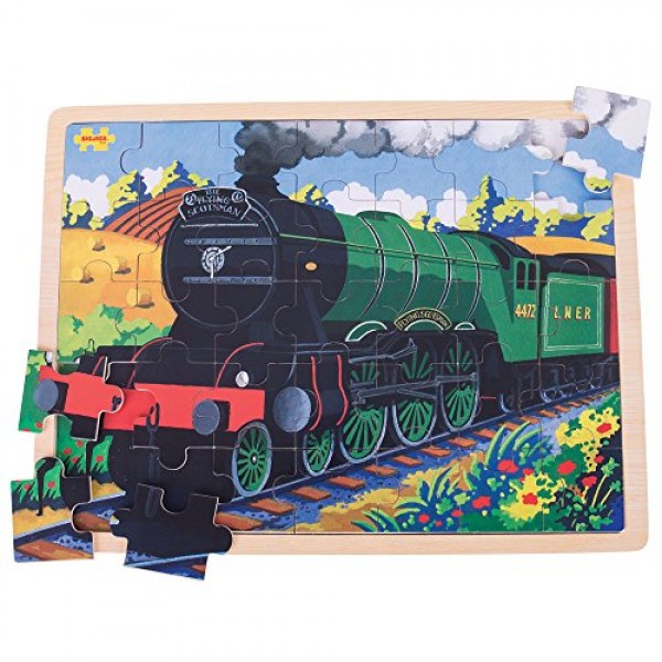 Bigjigs Toys Flying Scotsman 나무 트레이 퍼즐 - 35피스 퍼즐