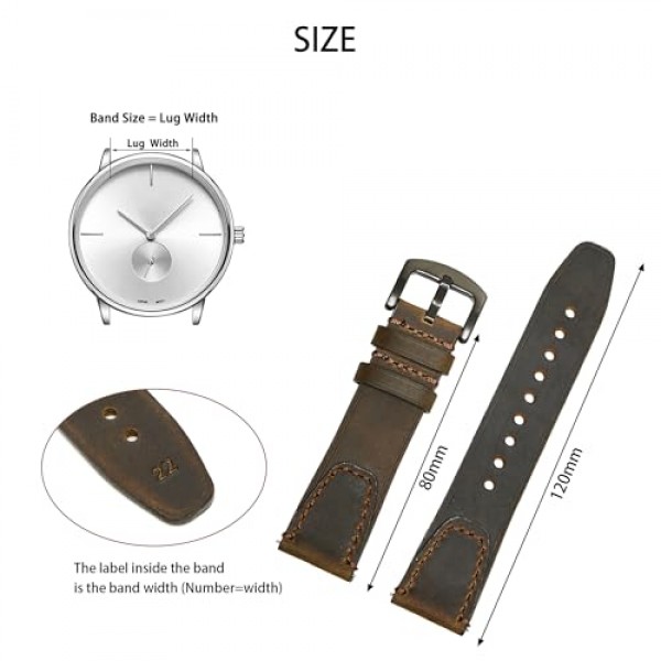 빠른 릴리스 | 가죽 시계줄 | 남성용 여성용 가죽 시계 스트랩 - 18mm 20mm 22mm 24mm