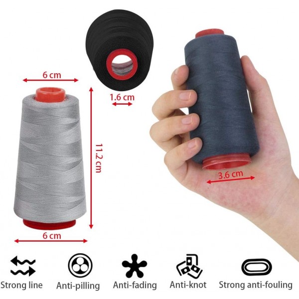 Decareta 5 롤 재봉사 세트 폴리 에스테르 각 롤 3000 야드 재봉틀 스레드 다색 재봉사 자수 스레드 구색 대부분의 재봉틀, 의류, 가죽 용 찢어짐 방지 기계 자수 스레드