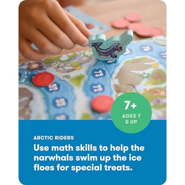 SimplyFun Arctic Riders - 어린이를 위한 교육적이고 재미있는 수학 게임 - 덧셈 및 뺄셈 연습 - 2~4인용, 7세 이상 어린이용