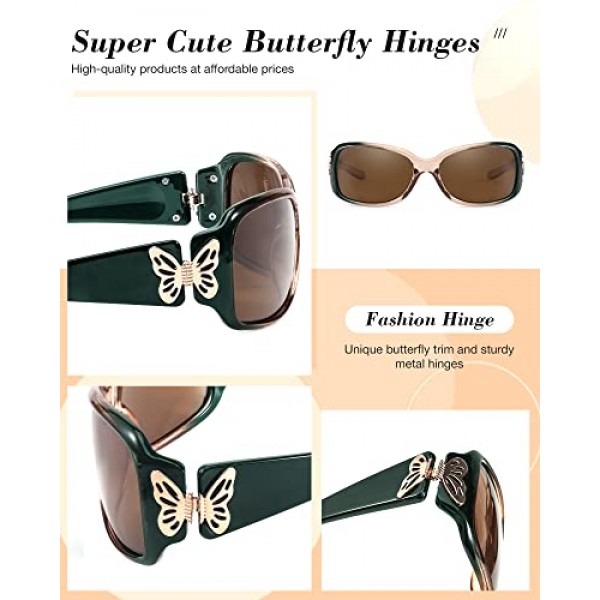 LVIOE 여성용 선글라스 100% 자외선 차단 기능이 있는 여성용 대형 편광 블랙 80년대 클래식 빈티지 선글라스