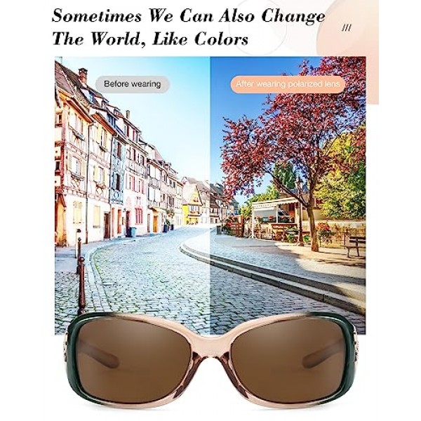 LVIOE 여성용 선글라스 100% 자외선 차단 기능이 있는 여성용 대형 편광 블랙 80년대 클래식 빈티지 선글라스