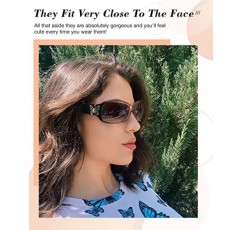 LVIOE 여성용 선글라스 100% 자외선 차단 기능이 있는 여성용 대형 편광 블랙 80년대 클래식 빈티지 선글라스