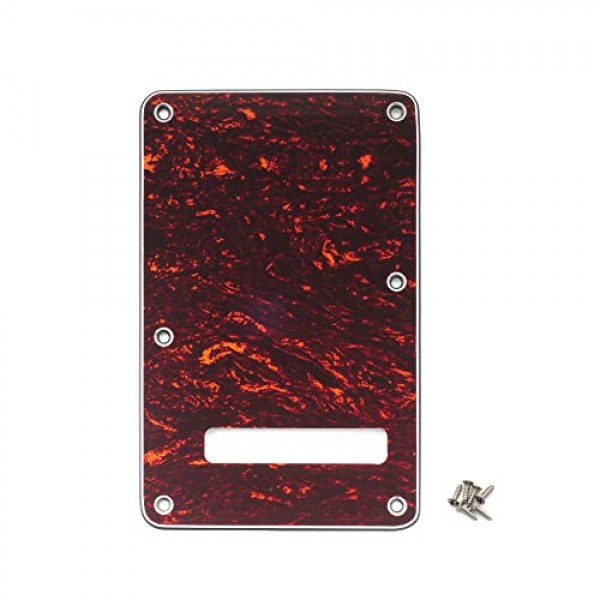 Musiclily 6 홀 스트랫 백 플레이트 트레몰로 캐비티 커버 펜더 미국/멕시코 제작 미국 표준 Stratocaster 모던 스타일 일렉트릭 기타, Red Tortoise 4Ply