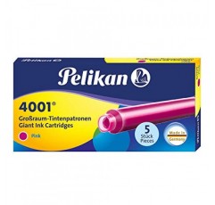 Pelikan 4001 GTP/5 만년필용 잉크 카트리지, 핑크, 1.4ml, 5팩(310672)