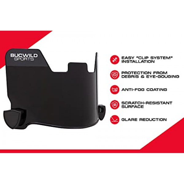 Bucwild 스포츠 축구 바이저 헬멧 청소년 어린이를위한 안면 마스크 쉴드 - 성인용 클리어 블랙 크롬 골드 틴티드 블루 레드 클립 스티커 포함 마이크로 화이버 천 가방