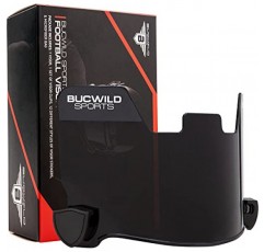 Bucwild 스포츠 축구 바이저 헬멧 청소년 어린이를위한 안면 마스크 쉴드 - 성인용 클리어 블랙 크롬 골드 틴티드 블루 레드 클립 스티커 포함 마이크로 화이버 천 가방