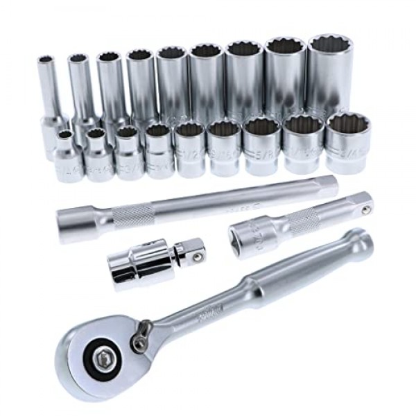 Wiha 33796 22피스 3/8인치 드라이브 전문가용 표준 및 딥 소켓 트레이 세트 - SAE