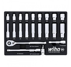 Wiha 33796 22피스 3/8인치 드라이브 전문가용 표준 및 딥 소켓 트레이 세트 - SAE