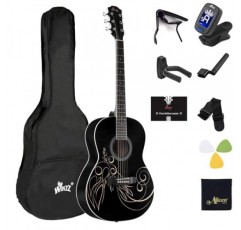 WINZZ AF227A 39 인치 콘서트 어쿠스틱 어쿠스티카 기타, 풀 키트 포함, 섬세한 포도나무