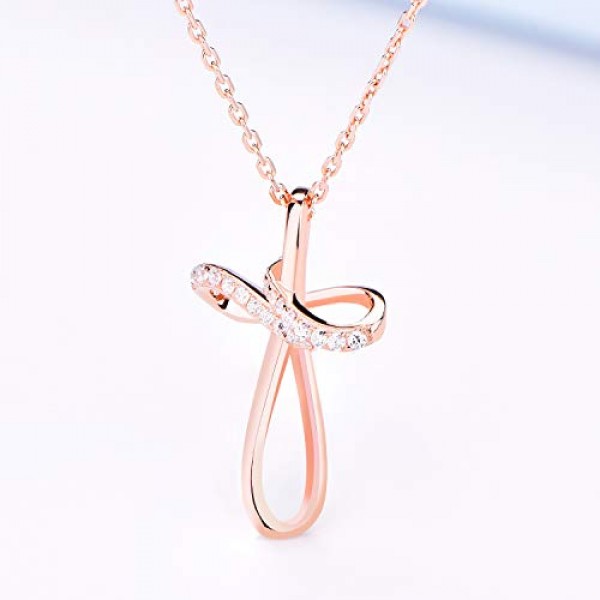 JO WISDOM 목걸이 크로스 실버 925, 3A 지르코니아가 있는 체인 펜던트 십자가, 여성용 주얼리