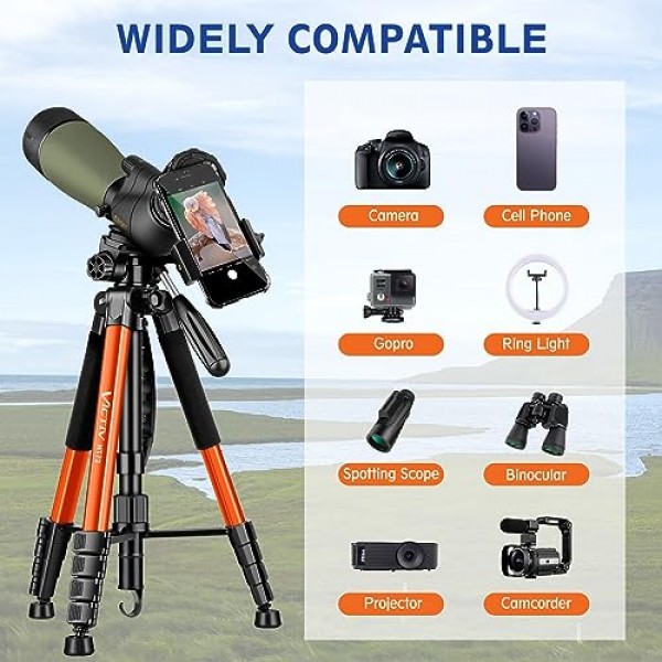 카메라 삼각대, 72인치 카메라 삼각대 스탠드(리모컨 포함), 견고한 비디오용 삼각대, 알루미늄 삼각대 스탠드(가방 포함), Canon Nikon Sony용 완전한 삼각대 유닛, 휴대폰 