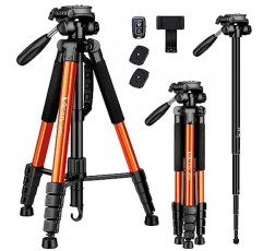 카메라 삼각대, 72인치 카메라 삼각대 스탠드(리모컨 포함), 견고한 비디오용 삼각대, 알루미늄 삼각대 스탠드(가방 포함), Canon Nikon Sony용 완전한 삼각대 유닛, 휴대폰 