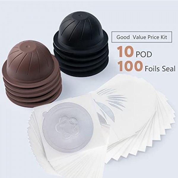 재사용 가능한 Vertuo 캡슐 Nespresso Vertuo 커피 머신 GCA1 및 De'Longhi ENV135S용 에스프레소 알루미늄 호일이 포함된 리필형 커피 포드
