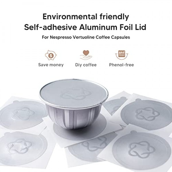 재사용 가능한 Vertuo 캡슐 Nespresso Vertuo 커피 머신 GCA1 및 De'Longhi ENV135S용 에스프레소 알루미늄 호일이 포함된 리필형 커피 포드