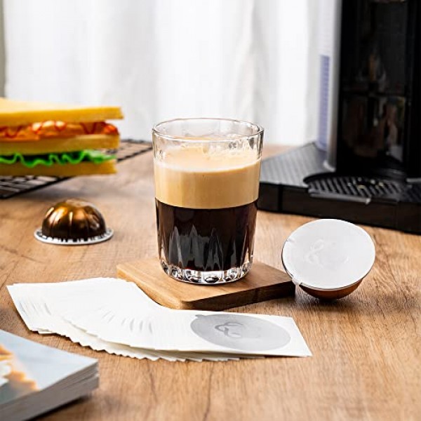 재사용 가능한 Vertuo 캡슐 Nespresso Vertuo 커피 머신 GCA1 및 De'Longhi ENV135S용 에스프레소 알루미늄 호일이 포함된 리필형 커피 포드