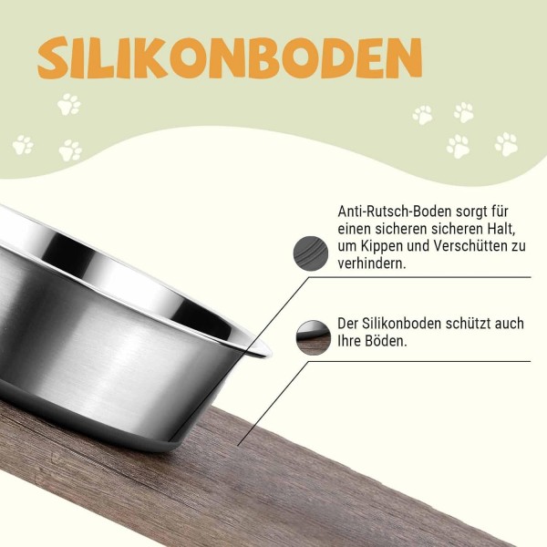 Peggy 11 금속 스테인레스 스틸 개 그릇| 미끄럼 방지 실리콘 고무 바닥 디자인| 소형견, 중형견, 대형견을 위한 이상적인 물그릇 세트 소형견용 스테인리스 스틸