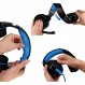 헤드셋 게임용 PC ArkarTech 마이크 헤드폰 게이머 초경량 조정 가능한 베이스 스테레오 볼륨 컨트롤 PC 노트북용 LED 라이트 검정 및 파랑