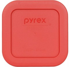 Pyrex 8701-PC 1컵 빨간색 사각형 플라스틱 뚜껑 - 1%팩