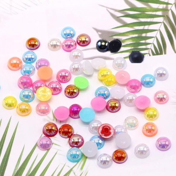 1000pcs 하프 비즈 6mm 10 색 라운드 컬러 비즈 하프 볼 플랫 다시 Scrapbooking 공예에 대 한 DIY