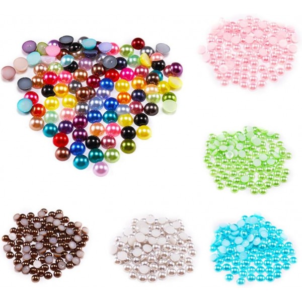 1000pcs 하프 비즈 6mm 10 색 라운드 컬러 비즈 하프 볼 플랫 다시 Scrapbooking 공예에 대 한 DIY