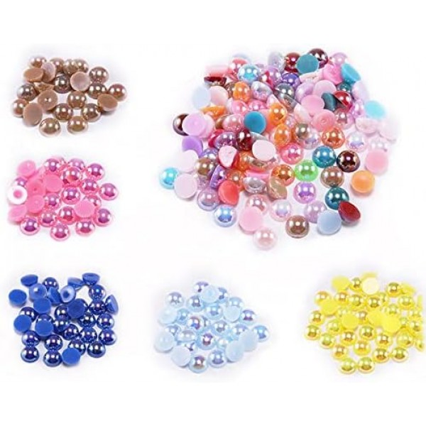 1000pcs 하프 비즈 6mm 10 색 라운드 컬러 비즈 하프 볼 플랫 다시 Scrapbooking 공예에 대 한 DIY