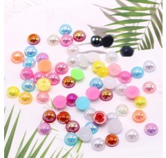 1000pcs 하프 비즈 6mm 10 색 라운드 컬러 비즈 하프 볼 플랫 다시 Scrapbooking 공예에 대 한 DIY