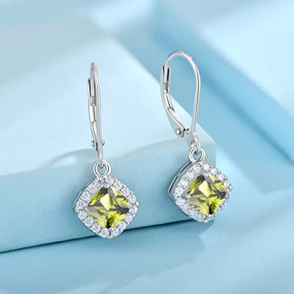 JO WISDOM 여성용 헤일로 드롭 귀걸이 925 실버 3A 큐빅 지르코니아 탄생석 크리스탈 귀걸이 여성용 보석