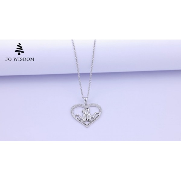 JO WISDOM 여성용 목걸이 수달 하트 실버 925, 3A 큐빅 지르코니아 목걸이 펜던트, 여성용 주얼리, 큐빅 지르코니아