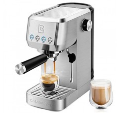 CASABREWS 에스프레소 머신 20바, 전문 에스프레소 메이커 카푸치노 머신(스팀 우유 거품기 포함), 스테인레스 스틸 에스프레소 커피 머신(49oz 탈착식 물 탱크 포함), 아빠