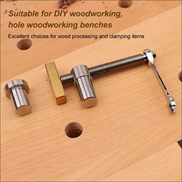 2PCS 3/4 인치 벤치 도그 클램프, 4개의 벤치 도그가 있는 목공 클램프, 2개의 래칫 렌치가 있는 CNC 정밀 가공 벤치 도그, 로우 프로파일 디자인 및 목공 실버에 사용하기 