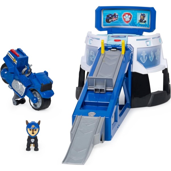 음향 효과가 있는 PAW PATROL Moto Pups HQ Playset 및 오토바이 본사가 있는 독점 체이스 피규어 연령 3세 이상 장난감