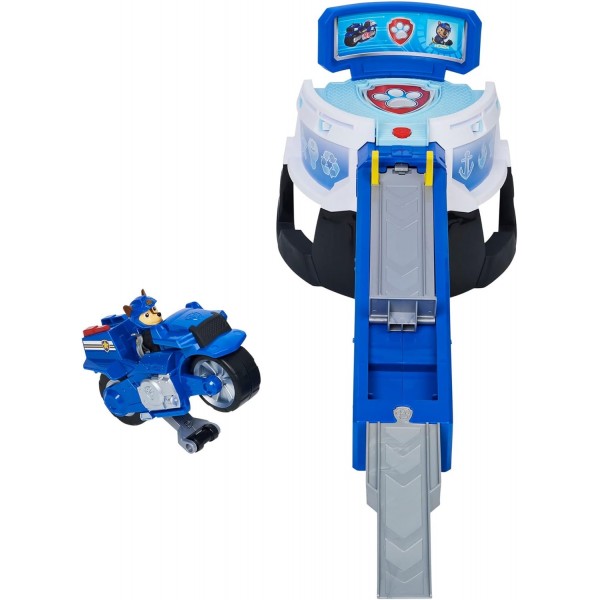 음향 효과가 있는 PAW PATROL Moto Pups HQ Playset 및 오토바이 본사가 있는 독점 체이스 피규어 연령 3세 이상 장난감