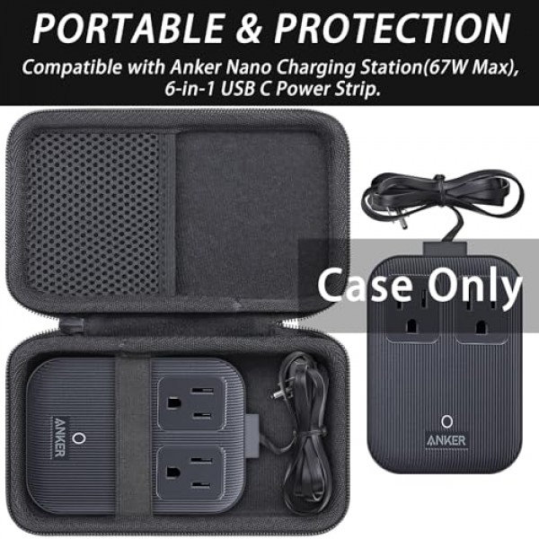 Anker Nano 충전 스테이션(최대 67W), 6-in-1 USB C 전원 스트립용 khanka 하드 운반 케이스 교체, 가정용, 사무실용(케이스만).