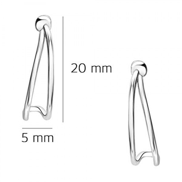 SOFIA MILANI - 여성용 925 실버 귀걸이 - 오픈 스터드 후프 귀걸이, 스털링 실버