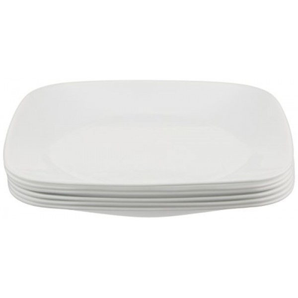 Corelle 6피스 샐러드 접시 세트, 9인치 접시, 흰색 및 6피스 샐러드 접시 세트, 삼중 레이어 유리 및 칩 방지, 8-1/2인치 경량 원형 접시, 겨울 프로스트 화이트