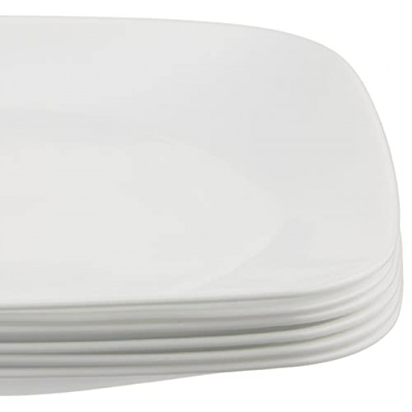 Corelle 6피스 샐러드 접시 세트, 9인치 접시, 흰색 및 6피스 샐러드 접시 세트, 삼중 레이어 유리 및 칩 방지, 8-1/2인치 경량 원형 접시, 겨울 프로스트 화이트