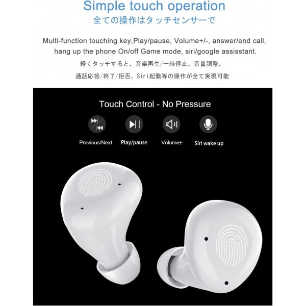 아마존 브랜드 - Eono Bluetooth 5.2 이어폰 Eonobuds2 무선 이어버드 인이어 이어폰 IPX7 방수 USB-C iPhone용 스포츠 헤드폰 Samsung Huawei 충전(흰색)