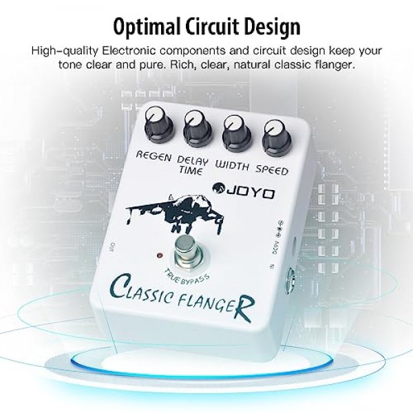 JOYO 플랜저 이펙트 페달은 일렉트릭 기타 이펙트를 위한 금속 플랜저 사운드 및 빠른 떨림 비브라토를 달성합니다 - True Bypass(JF-07)