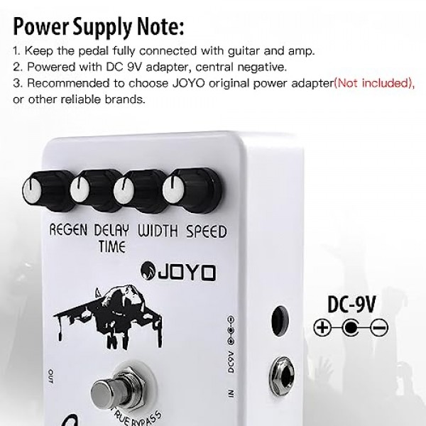 JOYO 플랜저 이펙트 페달은 일렉트릭 기타 이펙트를 위한 금속 플랜저 사운드 및 빠른 떨림 비브라토를 달성합니다 - True Bypass(JF-07)