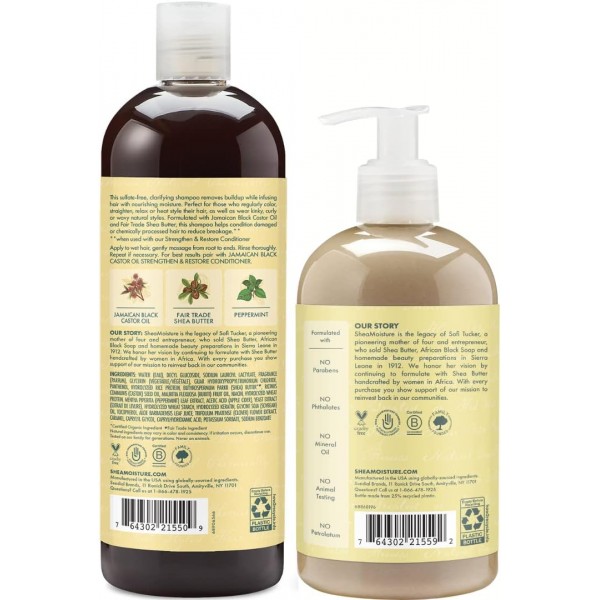 hea Moisture - 자메이카 블랙 캐스터 오일 샴푸 13 oz(384ml) & 컨디셔너 13 oz(384ml)