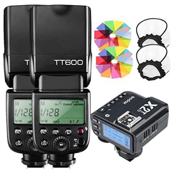 Godox 2pcs TT600 HSS 1/8000S 2.4G 무선 GN60 플래시 스피드라이트 X2T-N 트리거 송신기가 장착된 Godox X 시스템 수신기 내장 호환 Nikon 카메라