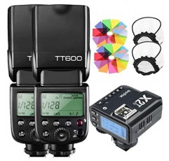 Godox 2pcs TT600 HSS 1/8000S 2.4G 무선 GN60 플래시 스피드라이트 X2T-N 트리거 송신기가 장착된 Godox X 시스템 수신기 내장 호환 Nikon 카메라