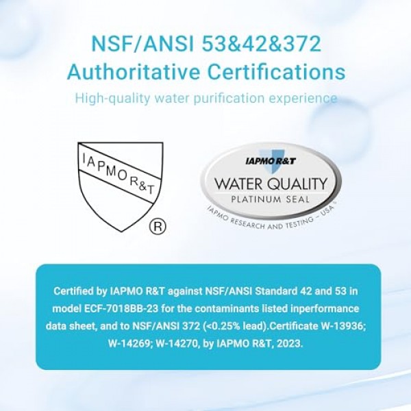AQUA CREST NSF/ANSI 53 인증 다단계 교체용 정수 필터, 투수 필터 및 디스펜서 필터 교체, TDS, PFOA/PFOS, 염소 감소, 나쁜 맛 및 냄새, 2팩