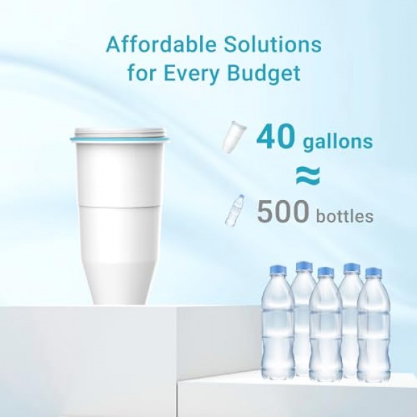 AQUA CREST NSF/ANSI 53 인증 다단계 교체용 정수 필터, 투수 필터 및 디스펜서 필터 교체, TDS, PFOA/PFOS, 염소 감소, 나쁜 맛 및 냄새, 2팩