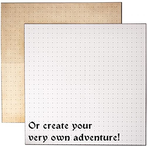 The Master's Atlas: Adventures, 뒤집을 수 있는 게임 보드 4팩 + Necromancer's Tower 스토리 가이드 - 성, 마을, 선술집을 포함한 8개의 사용자 정의 가능한 지도 - GM D&D 탁상용 게임 