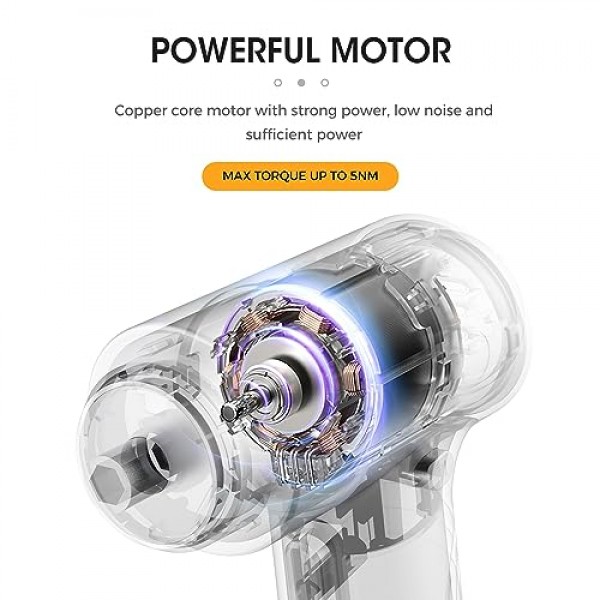 전기 스크루드라이버, LED 조명이 포함된 스크루드라이버 세트, 3.7V 무선 스크루드라이버, 1/4'' 토크 스크루드라이버 비트 S2 강철, 최대 5N.m, 가정용 DIY용 스크루드라이