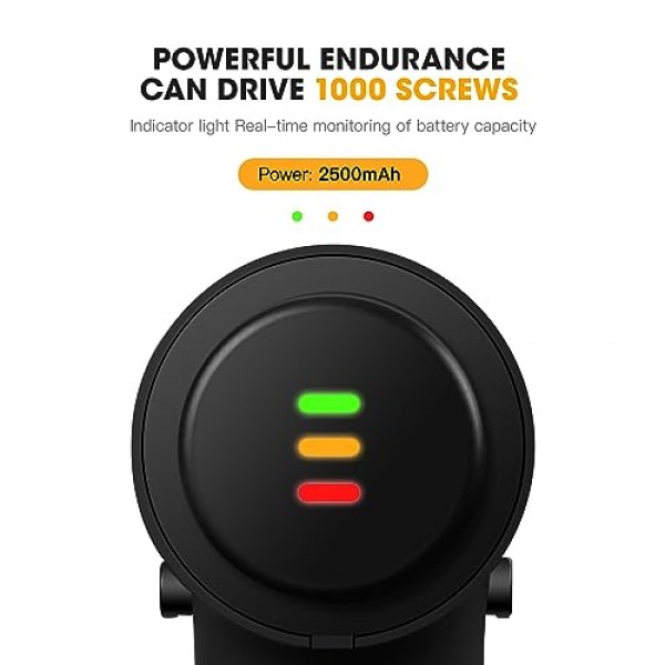 전기 스크루드라이버, LED 조명이 포함된 스크루드라이버 세트, 3.7V 무선 스크루드라이버, 1/4'' 토크 스크루드라이버 비트 S2 강철, 최대 5N.m, 가정용 DIY용 스크루드라이