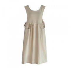 USCHAILIQIANG 여성용 앞치마 포켓 플러스 사이즈, 추가 크기 조정 가능한 요리사 가든 주방 앞치마 코튼 린넨 작업 앞치마