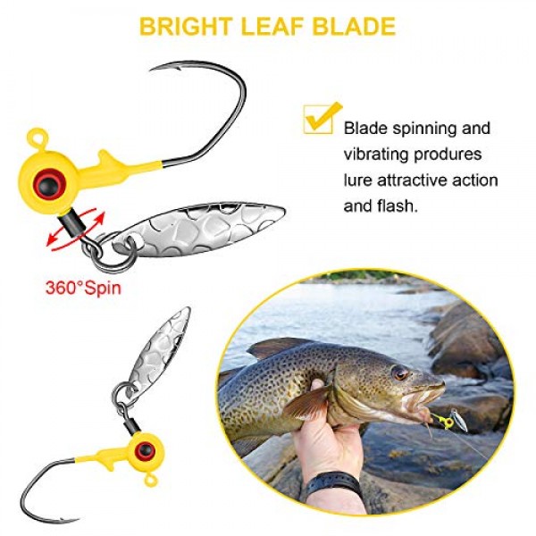 낚시 지그 헤드 키트 낚시 물 후크 낚시 후크 루어 지그 낚시 액세서리 및 배스와 크래피용 플라스틱 상자, 1/16온스